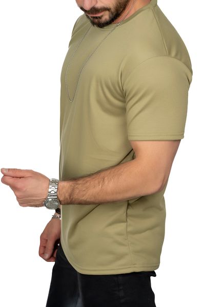 MAXI DRY Ανδρικό μπλουζάκι με λαιμόκοψη χακί κατά της υπερβολικής εφίδρωσης, στεγανό από την υγρασία, διπλό στρώμα
