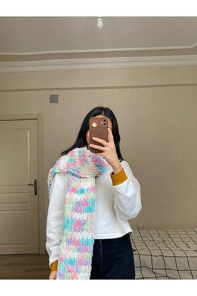 Moda Biçer Hand Knitted Puffy Scarf Shawl