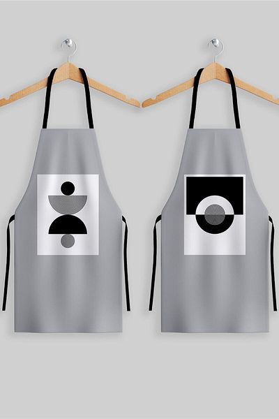 AYSHOME Ays Home Gray Abstract Pattern 2-Piece Kitchen Apron