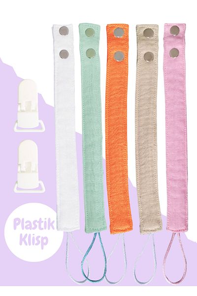 Joyous Mom Kids 5-Piece Washable Colorful Pacifier Strap-pacifier Chain 100% Cotton