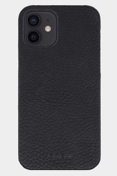 Iphone 12 Mat Siyah Deri Telefon Kılıfı