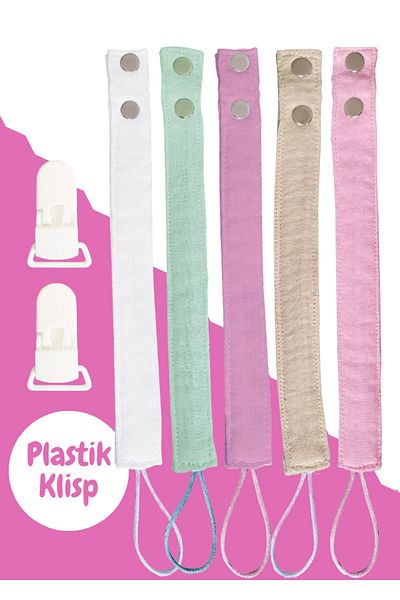 Joyous Mom Kids 5-Piece Washable Colorful Pacifier Strap-pacifier Chain 100% Cotton