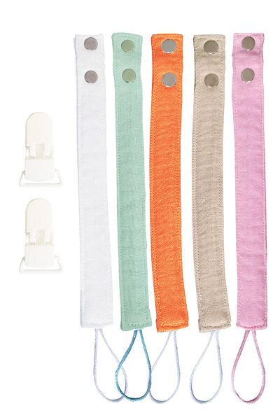 Joyous Mom Kids 5-Piece Washable Colorful Pacifier Strap-pacifier Chain 100% Cotton