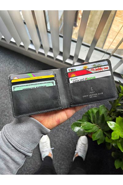 Crew Leather Мъжки портфейл от естествена черен кожа Camden