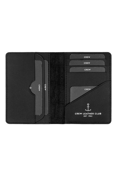 Crew Leather Μαύρη δερμάτινη θήκη κάρτας & πορτοφόλι Troy
