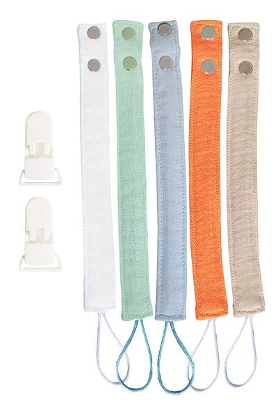 Joyous Mom Kids 5-Piece Washable Colorful Pacifier Strap-pacifier Chain 100% Cotton