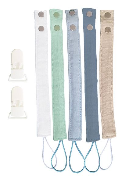 Joyous Mom Kids 5-Piece Washable Colorful Pacifier Strap-pacifier Chain 100% Cotton
