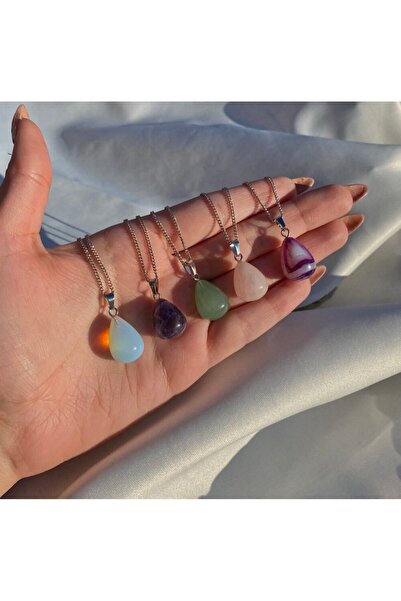 Elifsu Jewelry Minik Damla Kesim Doğal Taş Kolyeler