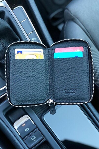 GUARD Küçük Boy Gerçek Hakiki Deri Mini Siyah Cüzdan - Erkek / Kadın