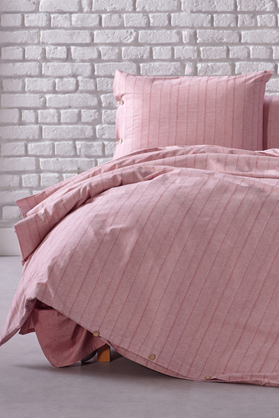 Doqu Home İpliği Boyalı Serisi Mabel Çift Kişilik Nevresim Takımı - Bordo