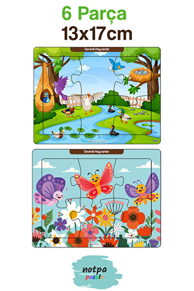 kutuTR Çocuklar Için Eğitici Ve Öğretici Ahşap 6 Parça 13x17 Renkli Puzzle 6'lı Set-606