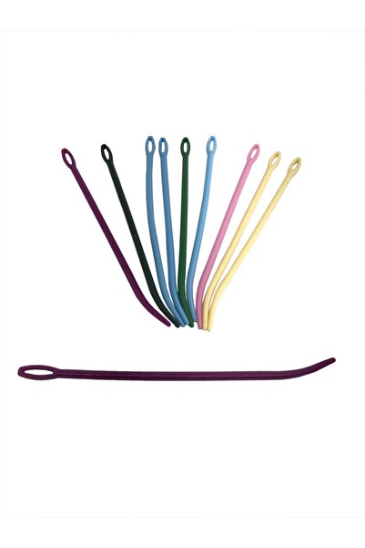 aladepo Plastic Wool Needle Curved Tip 12 cm (10 Pieces) Mixed Color