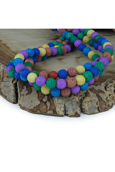 Prestij Boncuk Mărgele din piatră naturală din piatră de lavă Culoare mixtă 8 mm Mărgele din piatră naturală vulcanică