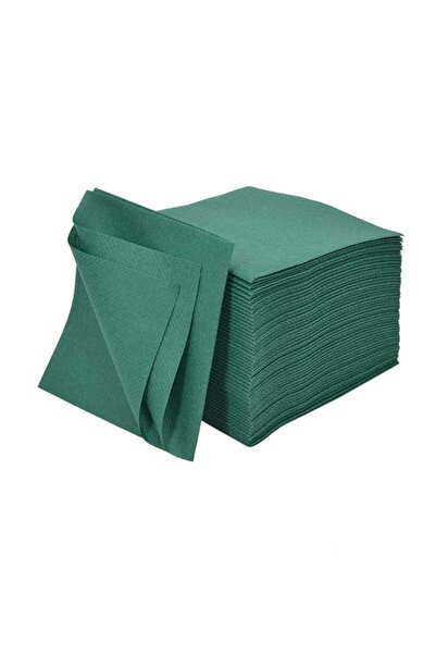 AS7 MARKET Kumaş Dokulu 20x20 1/4 Yeşil Bar Peçetesi 50'li