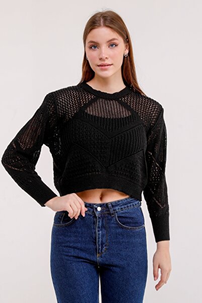 MA ananas Γυναικεία Μαύρη Πλεκτή Μπλούζα