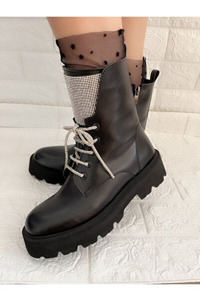 goodbye Kadın İnside Siyah Kristal Taşlı Postal Bot