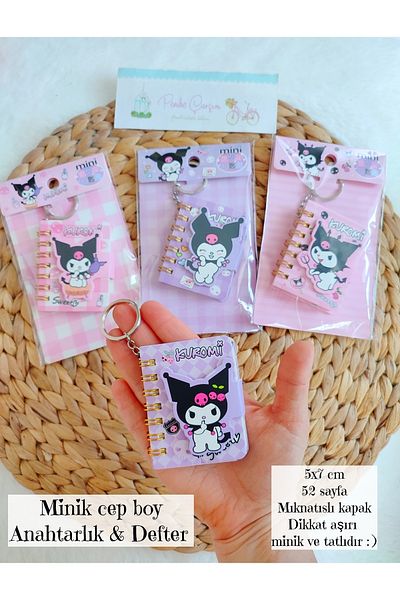 Pembe Çarşı Sanrio Small Pocket Size Keychain & Notebook Kuromi, My Melody, Cinnamoroll 1 Piece