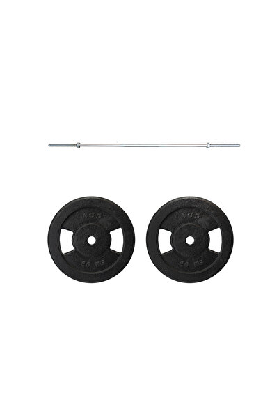ACDSPOR 2 Adet 20 Kg Döküm Plaka 120 CM Uzun Barlı Set