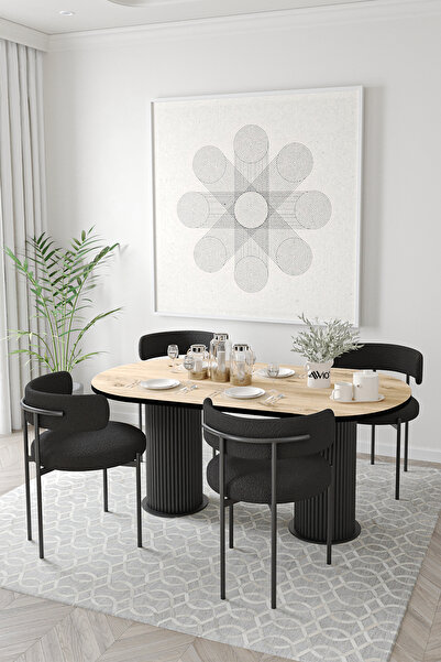 AVVİO Miranda Ptt Silindir Ayak 80x140 Oval Yemek Masası Mutfak Masası Masa S...