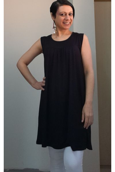 Mertcan Butik Black front and back robadan cut and drawstring thick strap combed cotton Viscose T-shirt