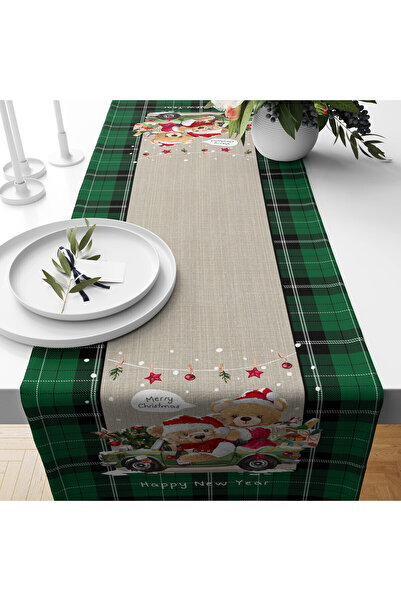 Evmila Yılbaşı Desenli Kadife Runner