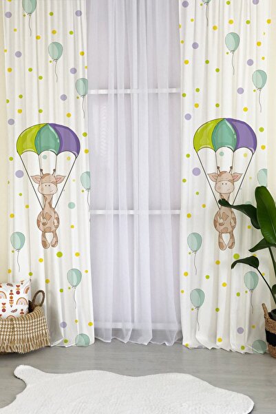 milroma Κουρτίνα φόντου παιδικού δωματίου με σχέδιο καμηλοπάρδαλης