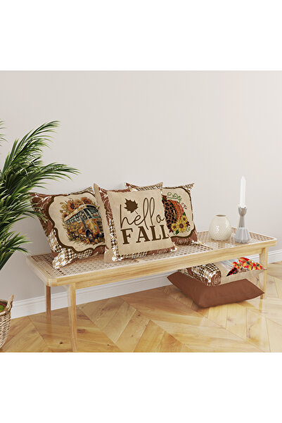 Evmila Set de 4 perne cu model special de dovleac de toamnă și Halloween cu t...