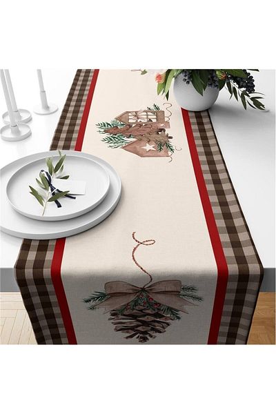 milroma New Year's Themed Velvet Runner with Cone Pattern