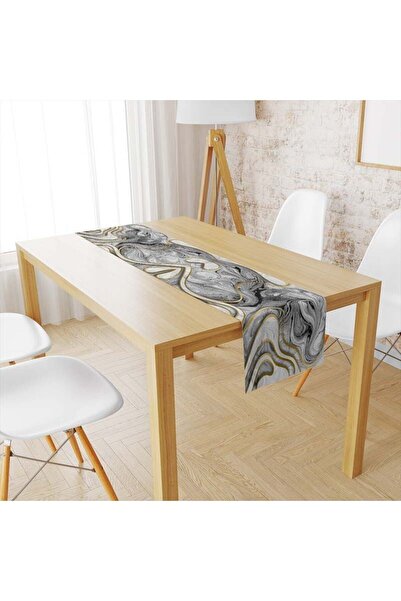 milroma Βελούδινη υφή με χρυσή λεπτομέρεια, ασπρόμαυρο μαρμάρινο ράνερ 063