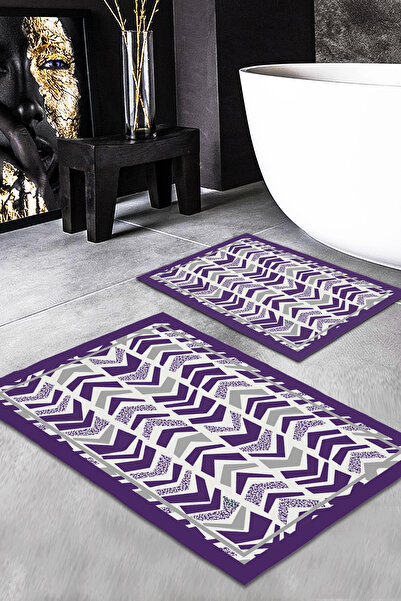 Evmila طقم سجاد حديث منقوش مكون من قطعتين (60x100/40x60) طقم سجادة حمام