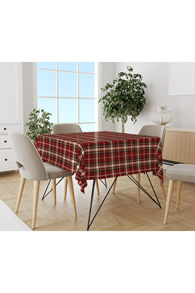 Evmila Yılbaşı Desenli Kadife Doku Masa Örtüsü
