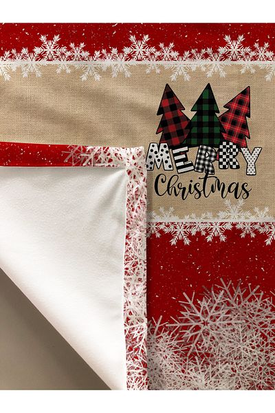 Evmila Christmas Patterned Velvet Texture Tablecloth