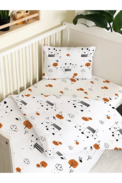 Evmila Çift Taraf Baskılı Ayı Desen, Çarşafsız Baskılı -- Bebek Nevresim Takımı