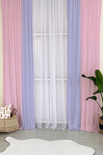 milroma Plain Pink And Purple Children's Room Background Curtain