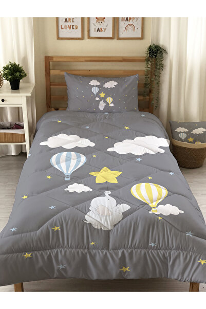 Evmila لحاف مبطن ومخيط بنمط البالون الطائر والفيل