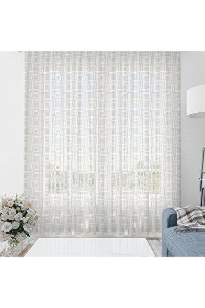 Evmila Baskılı Bebek Ve Çocuk Odası 140x260 Cm Modern Desenli Tül Perde - Beyaz