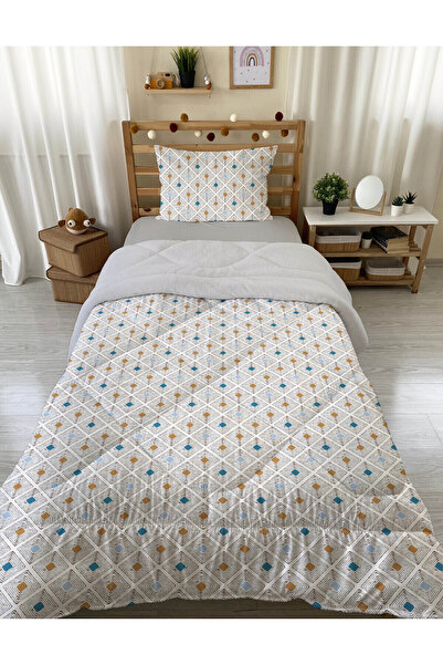 Evmila Tek Kişilik 160x220 Cm Welsoft Çift Taraflı Silikon Yorgan Ve Uyku Seti- Gri