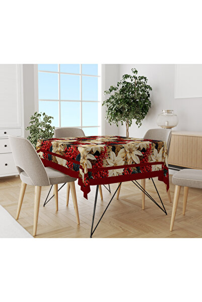 Evmila Christmas Patterned Velvet Texture Tablecloth