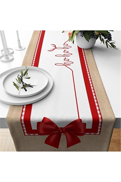 milroma Βελούδινο ράνερ με χριστουγεννιάτικο θέμα και γραφή  "Ho Ho Ho "