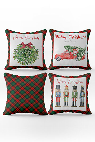 Evmila Комплект декоративни възглавници от 4 части с двустранна щампа с кадиф...