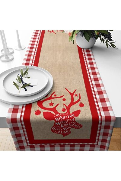 milroma Βελούδινο δρομέας με μοτίβο ελαφιού με θέμα την Πρωτοχρονιά