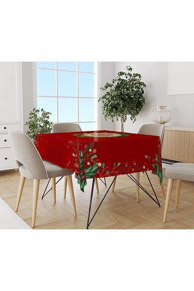 Evmila Christmas Patterned Velvet Texture Tablecloth