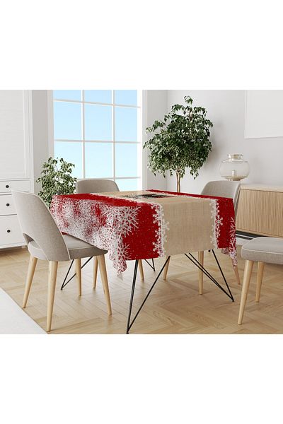 Evmila Christmas Patterned Velvet Texture Tablecloth