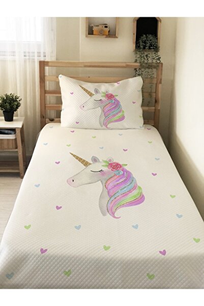 Evmila طقم بيكيه فردي مطبوع عليه وحيد القرن للأطفال والرضع مقاس 160 × 220 سم ...