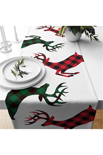 milroma Βελούδινο δρομέας με μοτίβο ελαφιού με θέμα την Πρωτοχρονιά