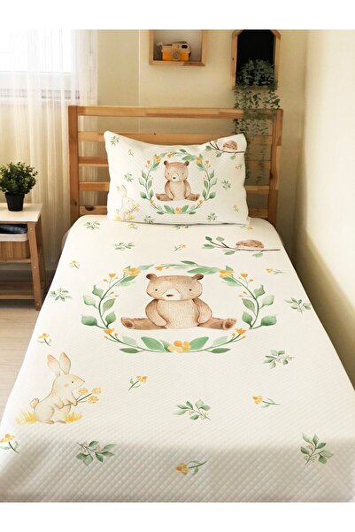 Evmila Çelenk Ayı Desenli Bebek Ve Çocuk Baskılı Tek Kişilik Pike Takımı 160 ...