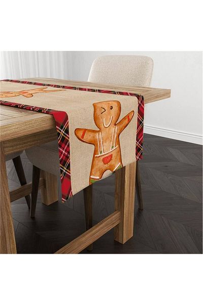 milroma Christmas Themed Cookie Patterned Velvet Runner