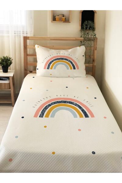 Evmila Rainbow Patterned Baby and Kids Printed Single Pique Set 160 X 220 cm ...