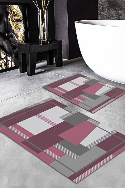 Evmila طقم سجاد حديث منقوش مكون من قطعتين (60x100/40x60) طقم سجادة حمام