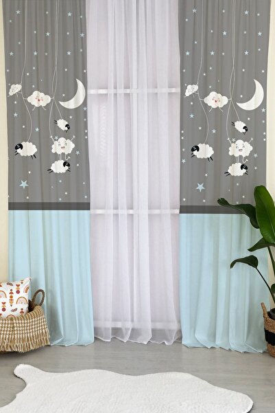 Evmila Κουρτίνα φόντου για βρεφικό και παιδικό δωμάτιο Milroma Sheep Cloud Pa...